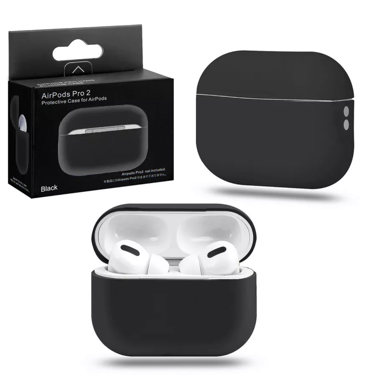 Чехол для AirPods Pro 2 Silicone Case Slim черный, картинка 1