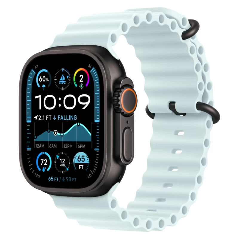 Apple Watch Ultra 2 GPS + Cellular, 49 мм, черный титан, ремешок Ocean голубого цвета, картинка 1