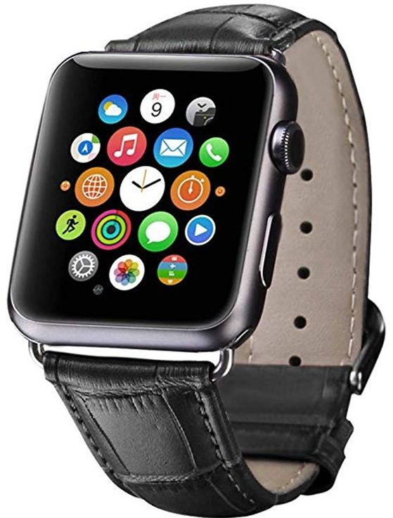 Ремешок кожаный VPG для Apple Watch 42/44mm Leather Black