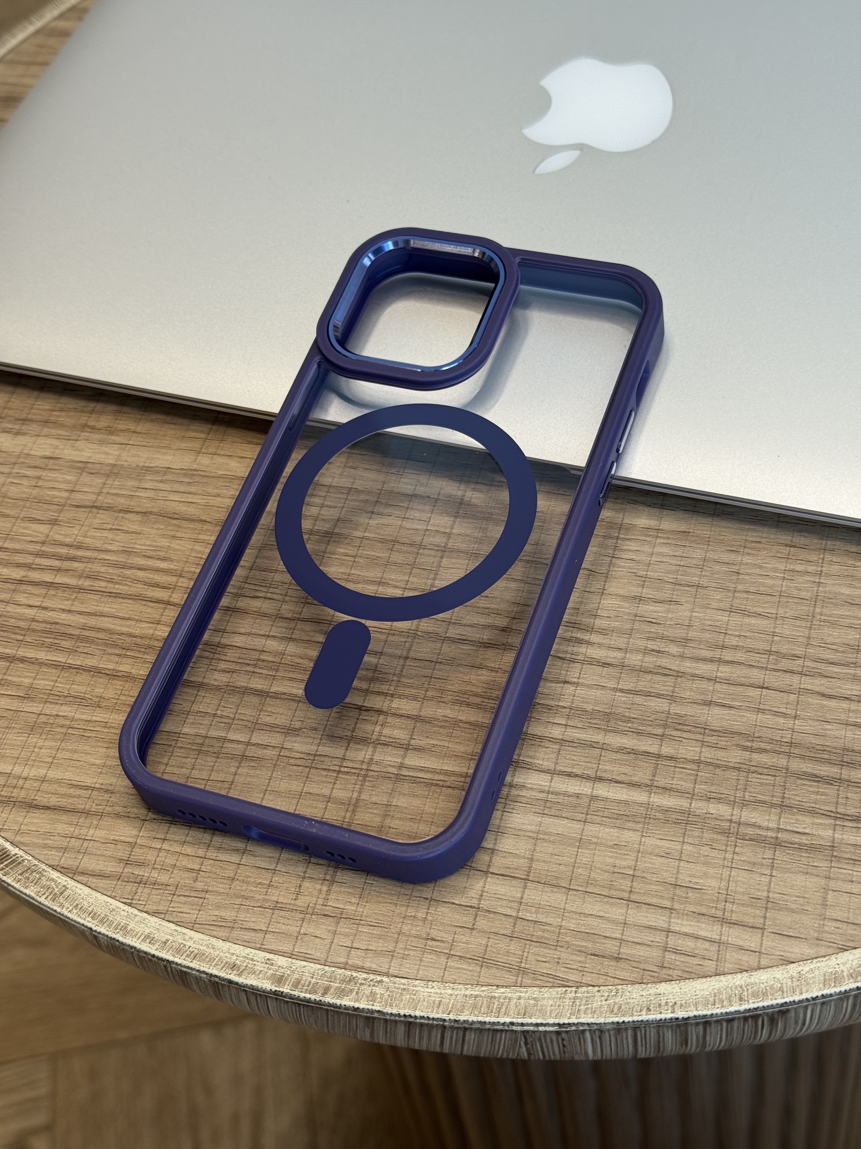 Чехол для iPhone 12/12 Pro Clear Frame with Magsafe, темно-фиолетовый, картинка 1