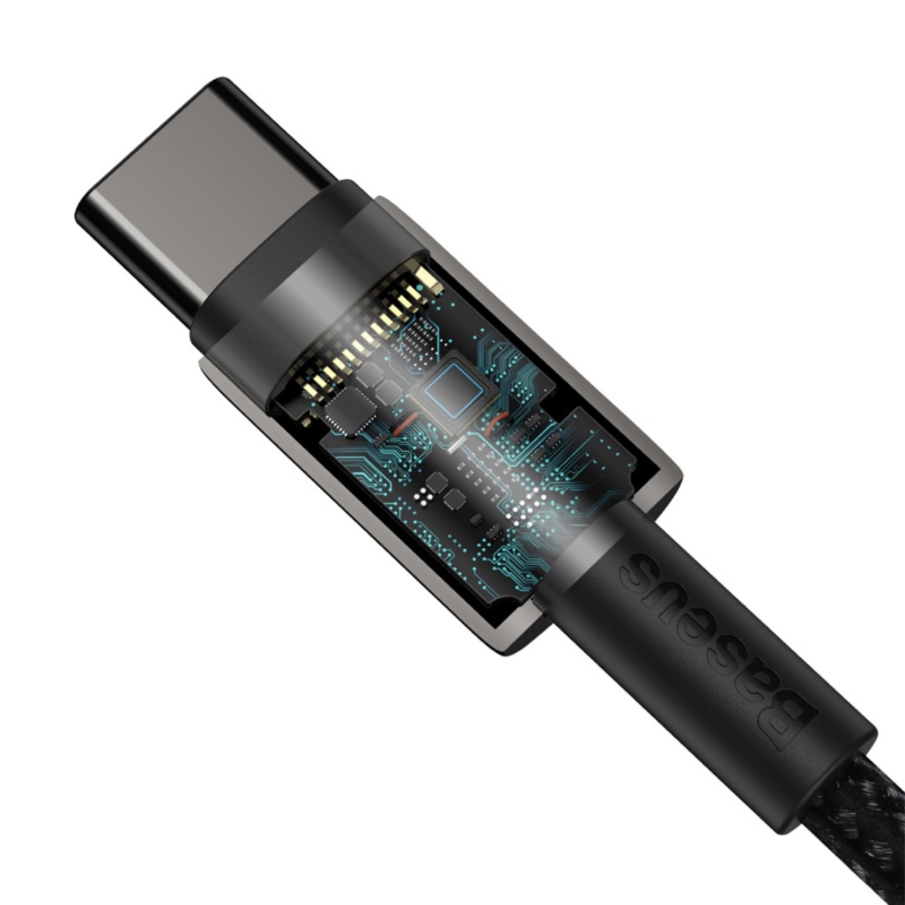 Кабель BASEUS Tungsten Gold Fast Charging Type-C to Type-C 100W 1m CATWJ-01 Black, картинка 2
