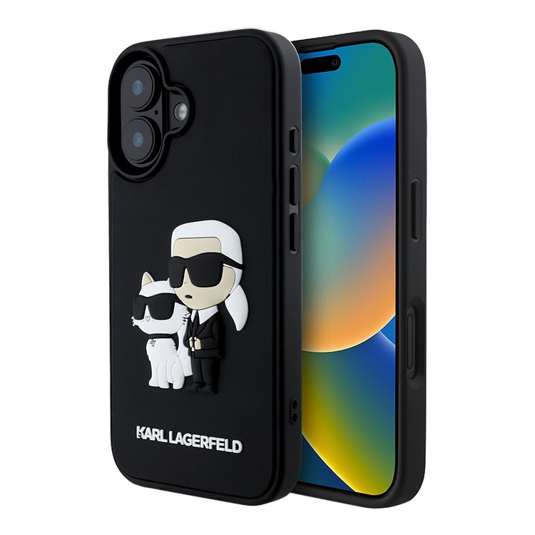 Чехол для iPhone 16 KARL LAGERFELD 3D Rubber NFT Karl & Choupette Hard Black, картинка 1