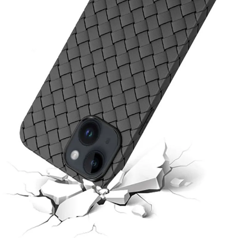 Чехол для iPhone 15 Плетеный с MagSafe, черный, картинка 2