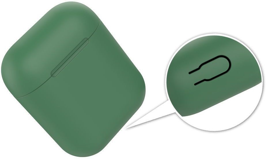 Силиконовый чехол Deppa Ultra Slim для Air Pods 1/2 тёмно-зелёный, картинка 3