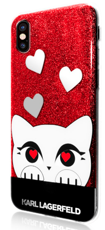 Чехол Lagerfeld iPhone X Doble layer Choupette Valentine TPU Red