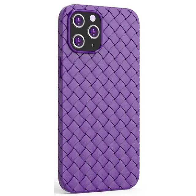 Чехол для iPhone 14 ProMax плетеный фиолетовый