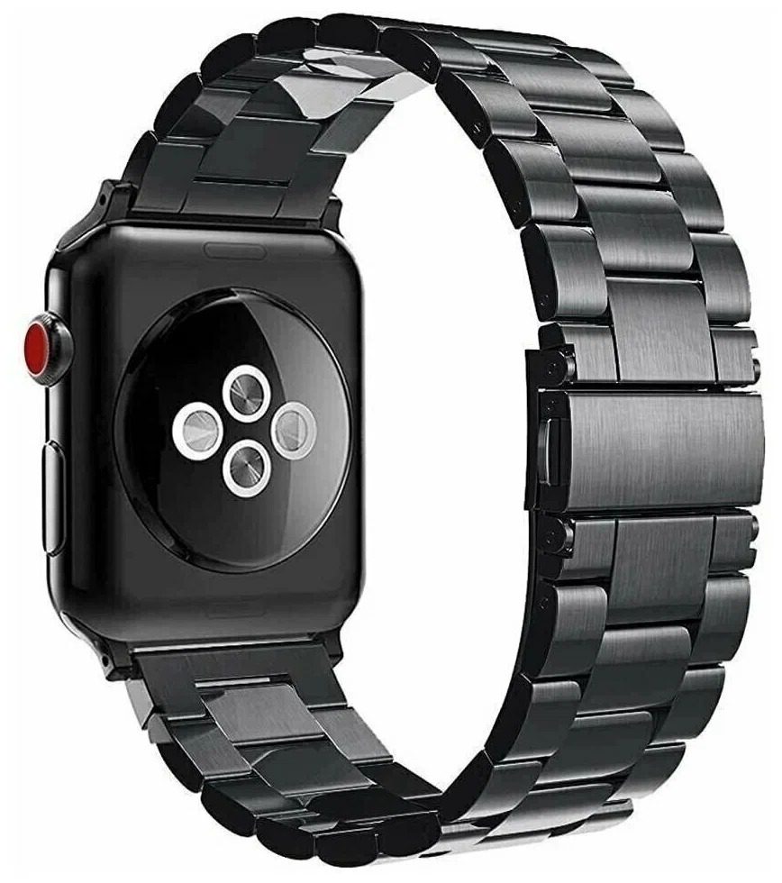 Ремешок для Apple Watch блочный 3 звена 42/44/45/49mm черный, картинка 2