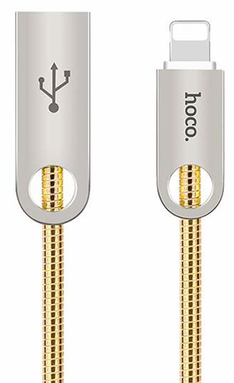 Кабель HOCO U8 Zinc Metal Lightning Cable 1m - Gold, картинка 1