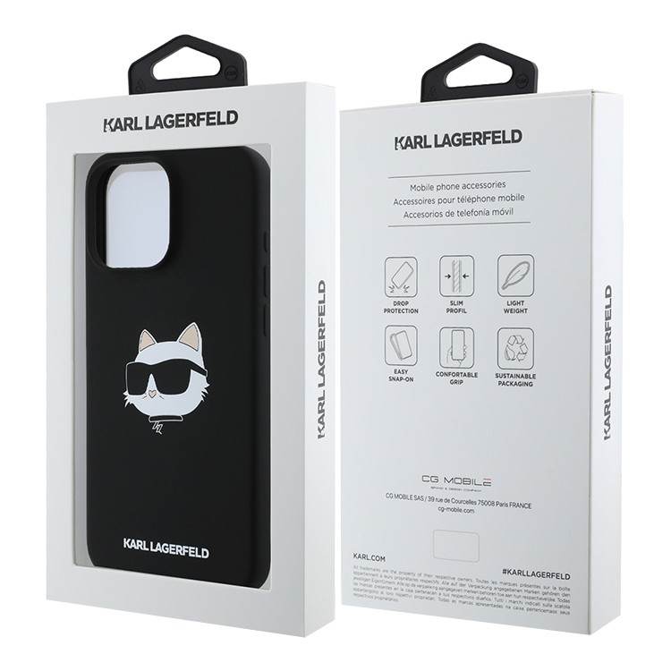 Чехол для iPhone 16 Pro Max KARL LAGERFELD Liquid Silicone NFT Karl & Choupette Hard Black MagSafe, картинка 5