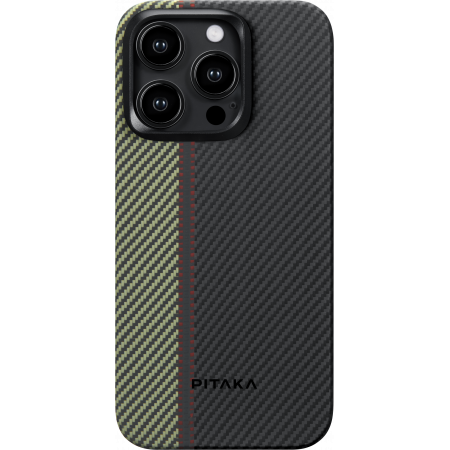 Чехол PITAKKA MagEZ Case 4 600D для iPhone 15 Pro, кевлар, черно-серый, overture