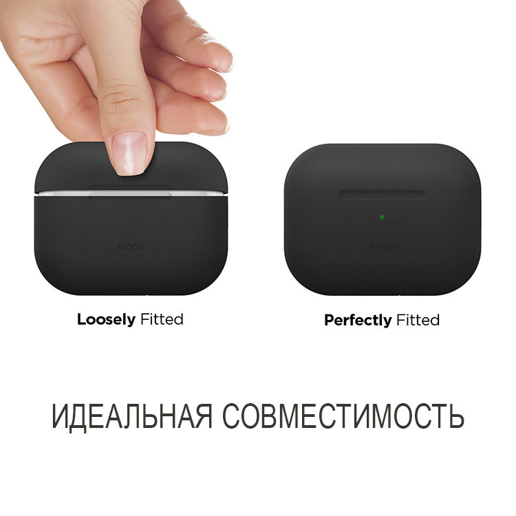 Чехол для AirPods Pro Silicone Case Slim черный, картинка 4