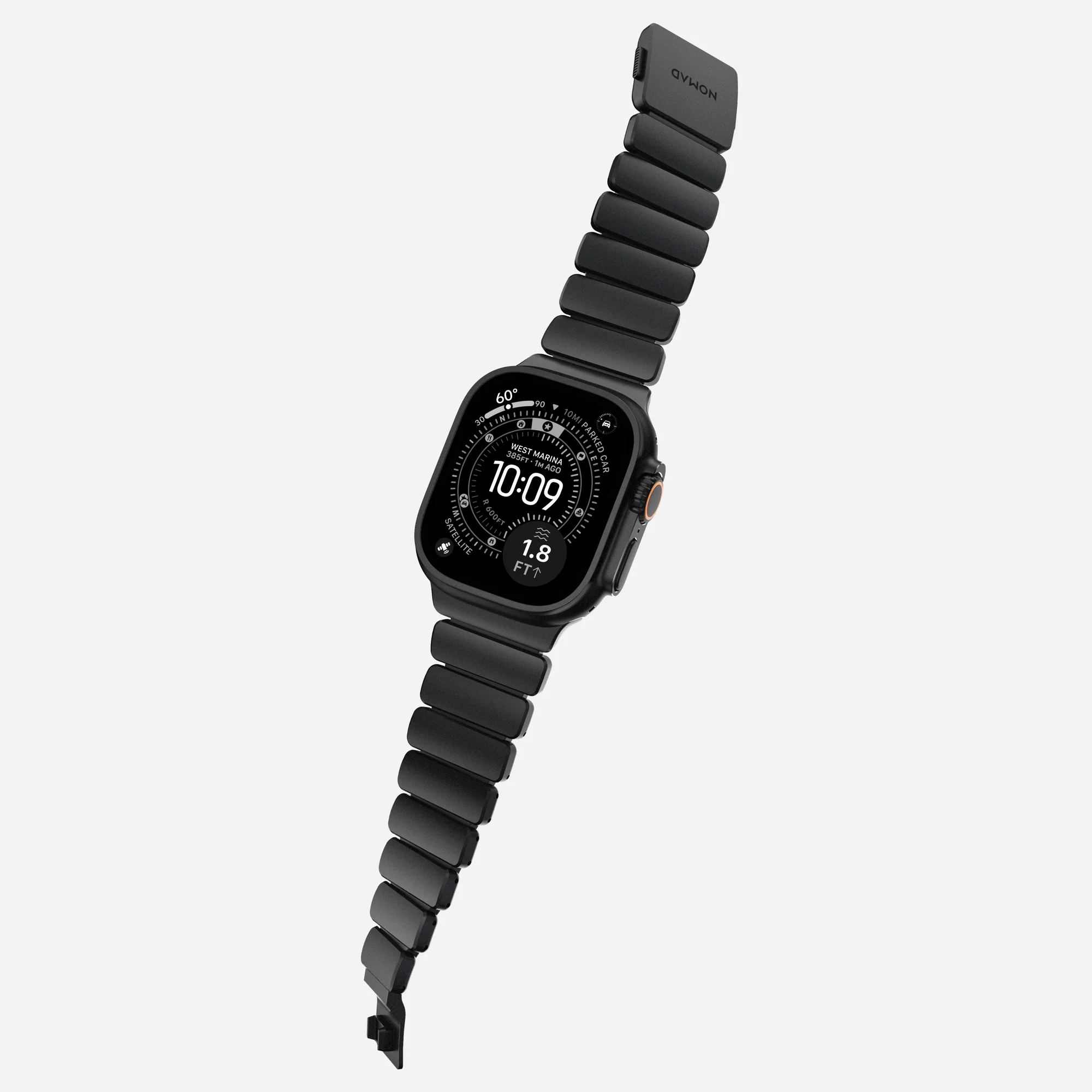 Ремешок Stratos Band Ultra Orange для Apple Watch 44/49mm Black Metal, картинка 12