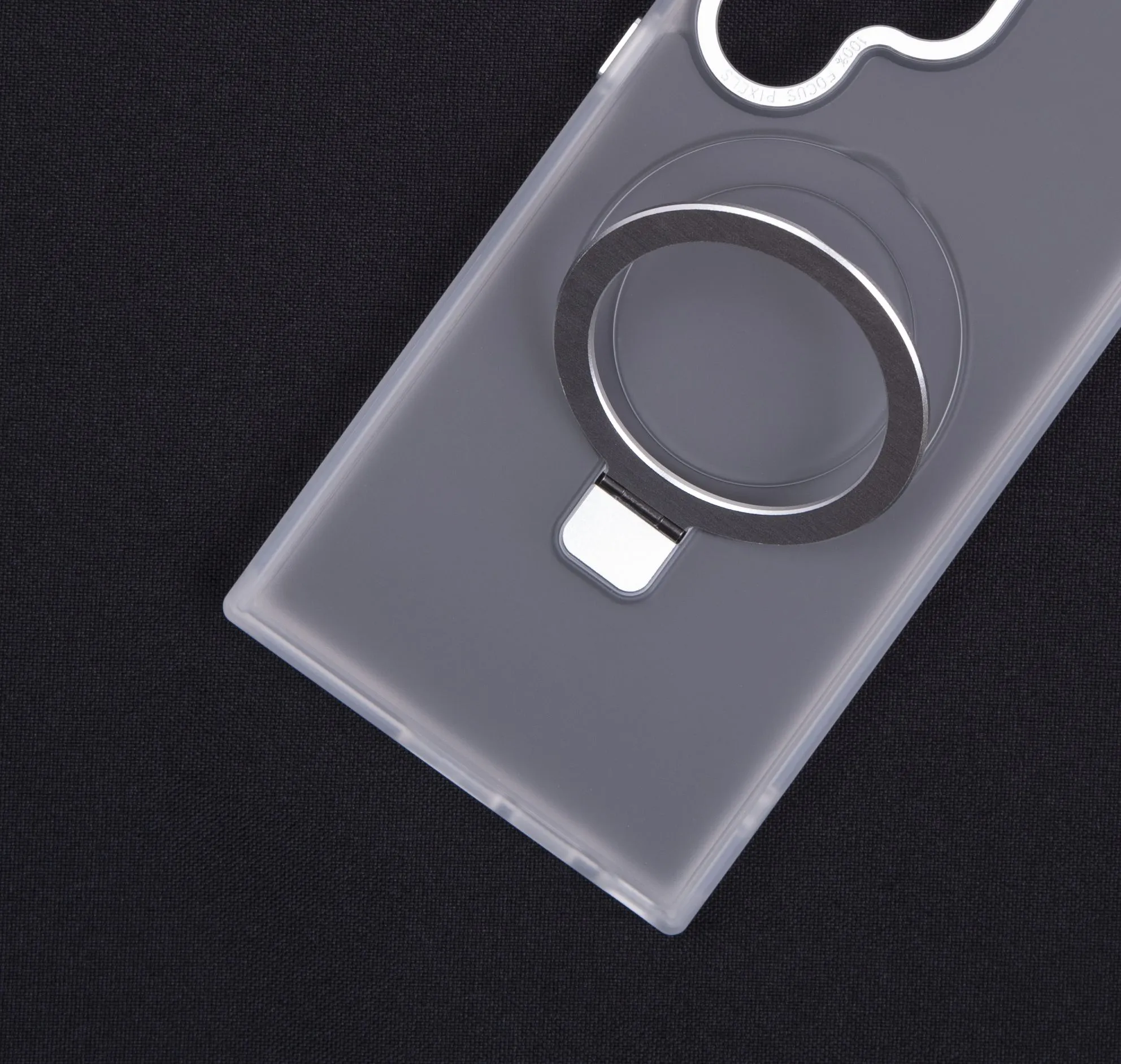 Чехол для Samsung S23 Ultra прозрачный матовый с подставкой, белый, картинка 2