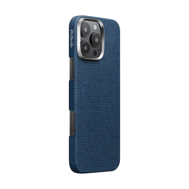 Чехол PITAKKA для iPhone 16 Pro Max Monogram Tactile Woven case Dark Blue, картинка 1