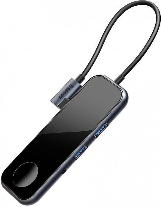 USB-концентратор Baseus Mirror Series Multifunctional Wireless Charger USB-C CAHUB-AZ0G (Black), картинка 3