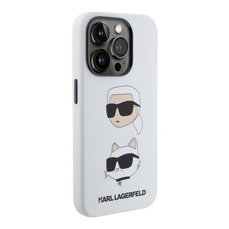 Чехол для iPhone 15 Pro KARL LAGERFELD Liquid Silicone NFT Karl & Choupette heads Hard White, картинка 2