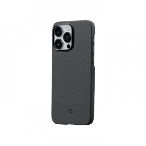 Чехол PITAKKA MagEZ 3 для iPhone 14 Pro Max, кевлар черно-серый узкое плетение, картинка 2