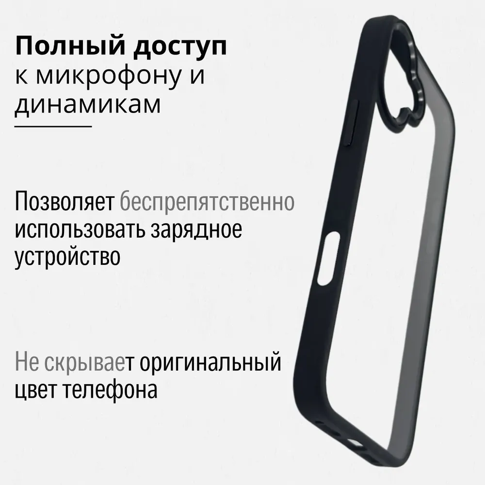 Чехол для iPhone 16 J-Case Силиконовый Прозрачный Черный борт, картинка 3