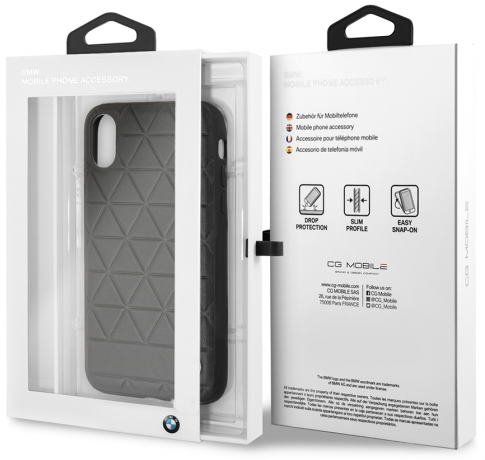 Чехол BMW iPhone X/XS Signature Hexagon Hard Leather Black, слайд 7