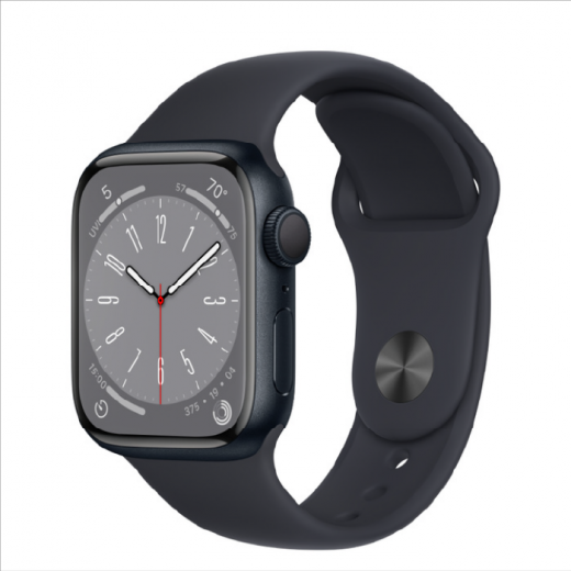 Apple Watch Series 8, 41 мм, цвета Midnight, спортивный браслет Midnight, слайд 1