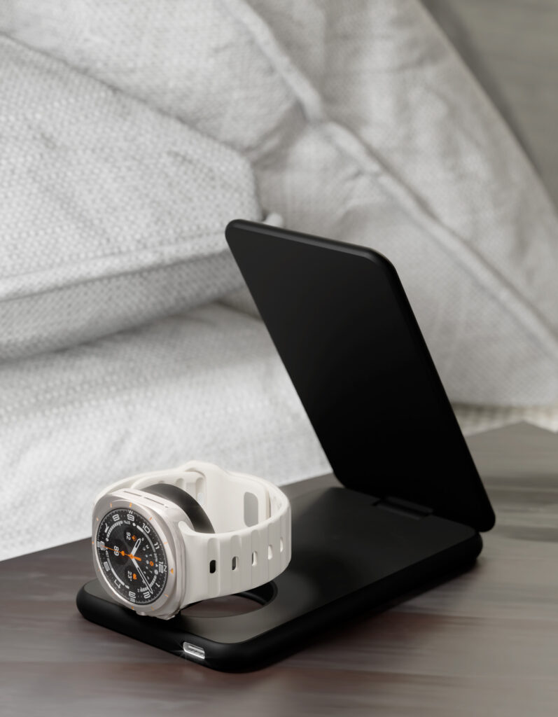 Беспроводное зарядное устройство VLP Alum Power Pro 3 in 1, для Samsung, черный, картинка 4