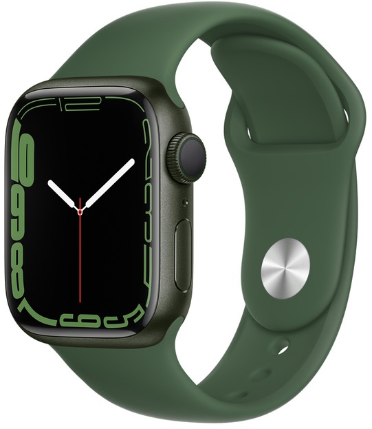Apple Watch Series 7, 41 мм, цвета Green, спортивный браслет Green (MKN03RU/A) 