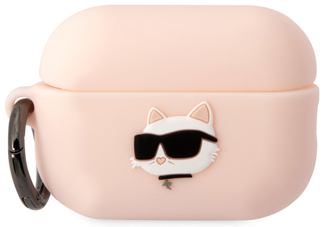 Чехол для AirPods Pro 2 KARL LAGERFELD Silicone case with ring NFT 3D Choupette Pink, картинка 1