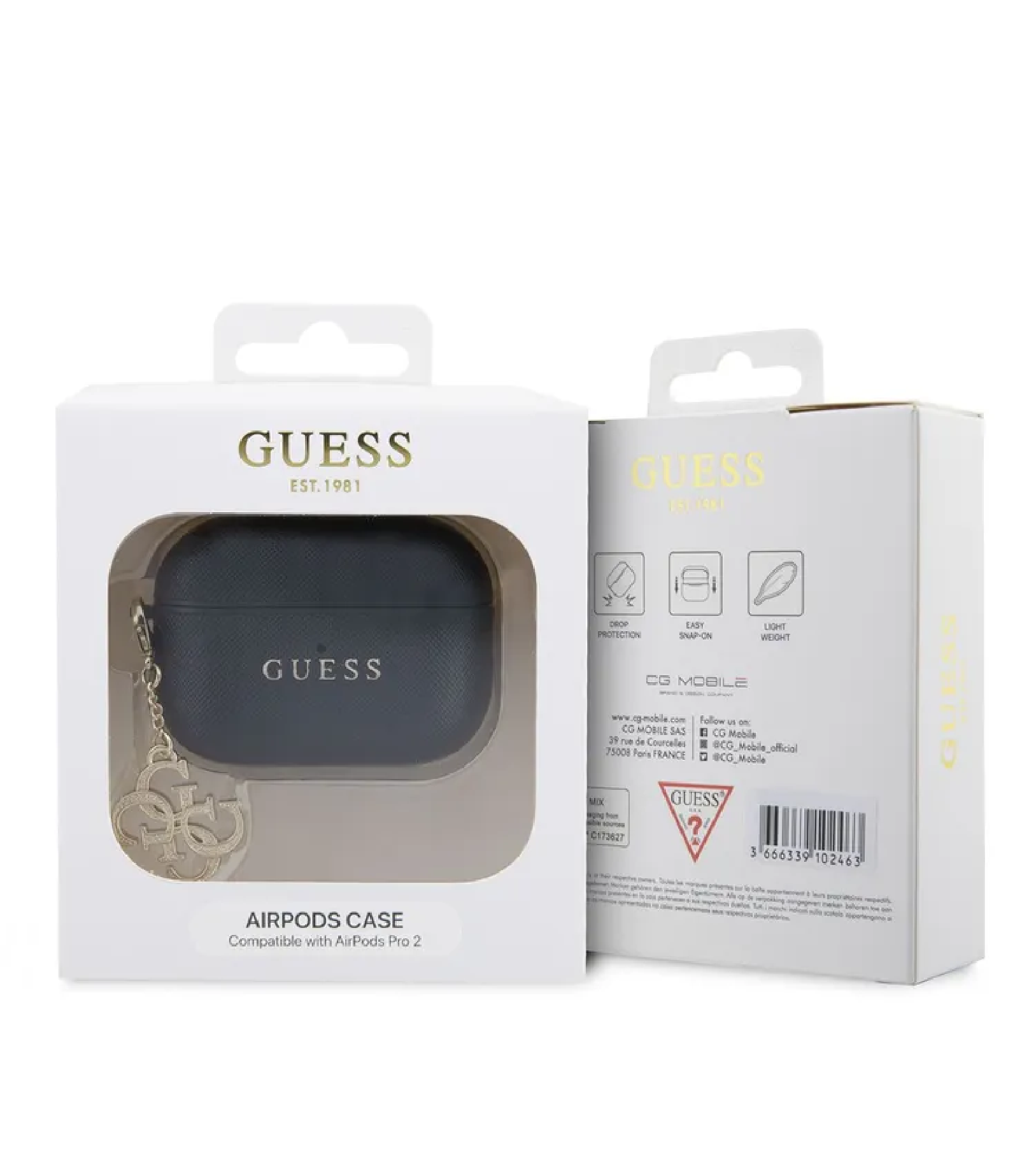Чехол для AirPods Pro 2 GUESS Saffiano with Sharm Black, картинка 4