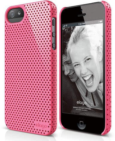 Чехол Elago для iPhone 5S/SE Breathe Hard PC перфорированный розовый, слайд 1