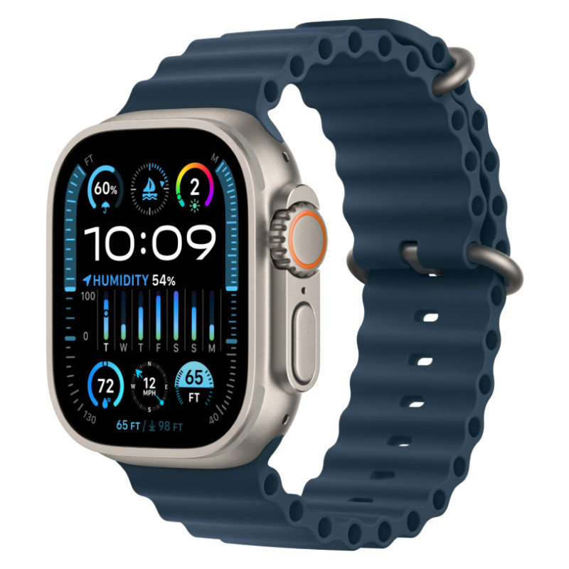 Apple Watch Ultra 2 GPS + Cellular, 49 мм, бежевый титан, ремешок Ocean темно-синего цвета