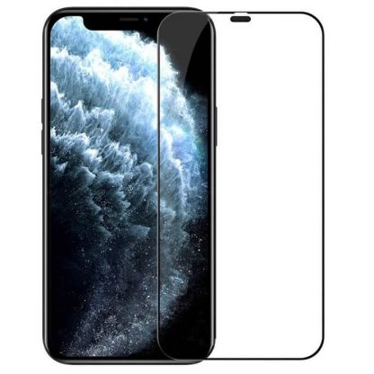 Защитное стекло 11D для iPhone 12/12Pro Black с защитой динамика от пыли, картинка 1