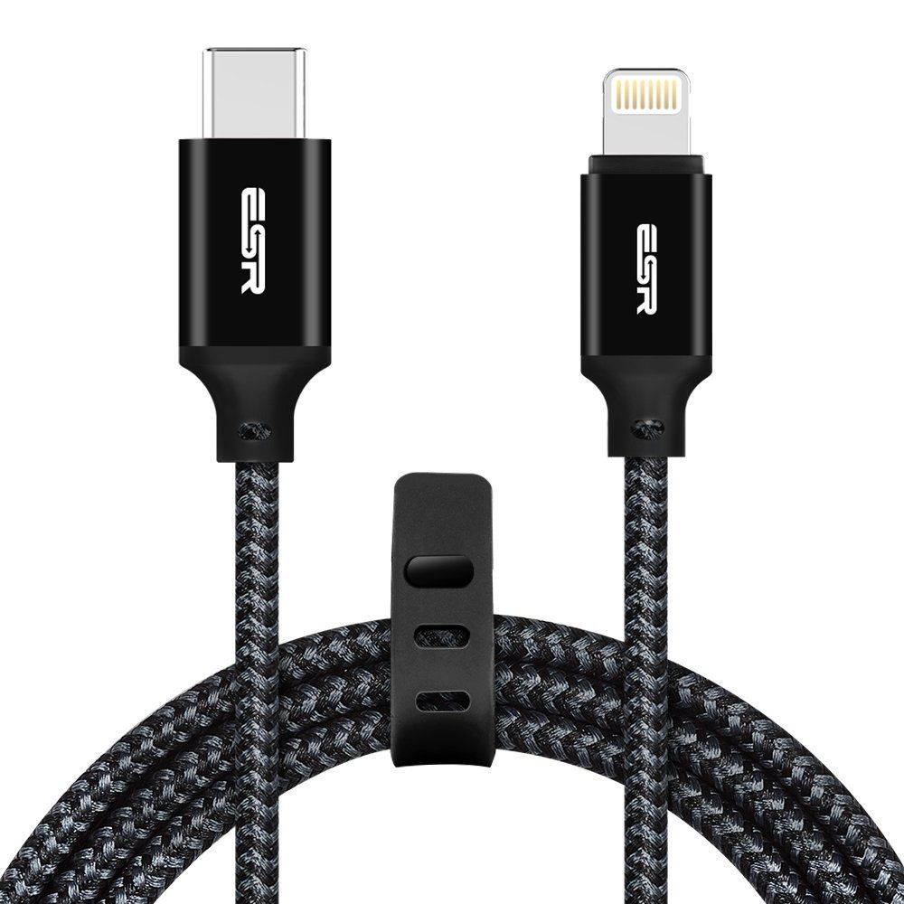 Кабель ESR USB-C to Lightning Fast Data Sync Charging Cable 1m - Black, картинка 1