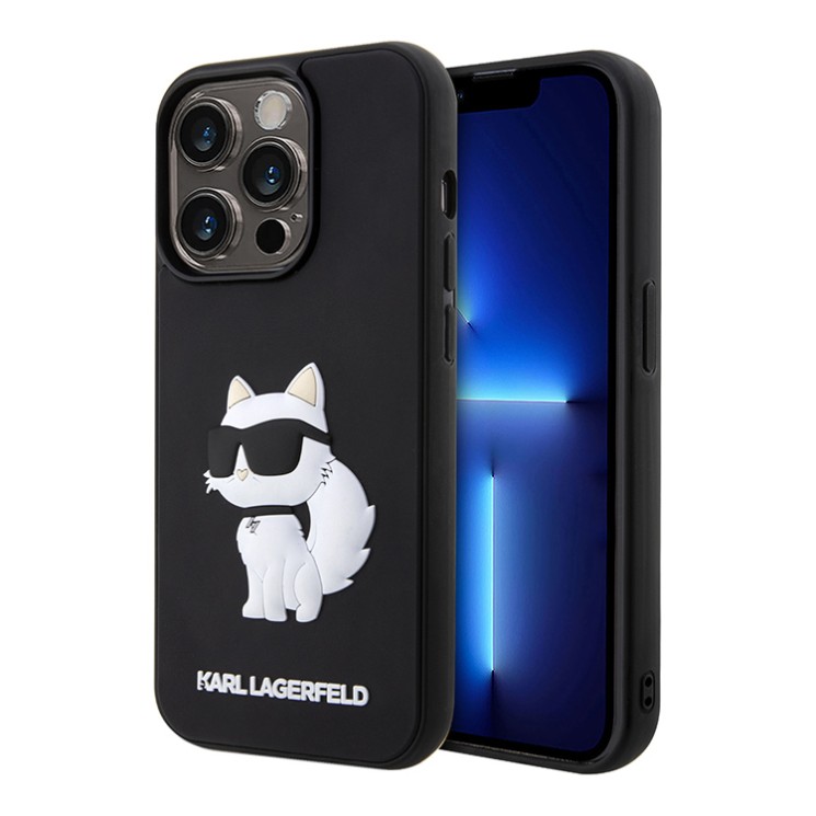 Чехол для iPhone 15 Pro KARL LAGERFELD 3D Rubber NFT Karl & Choupette Hard Black, картинка 1