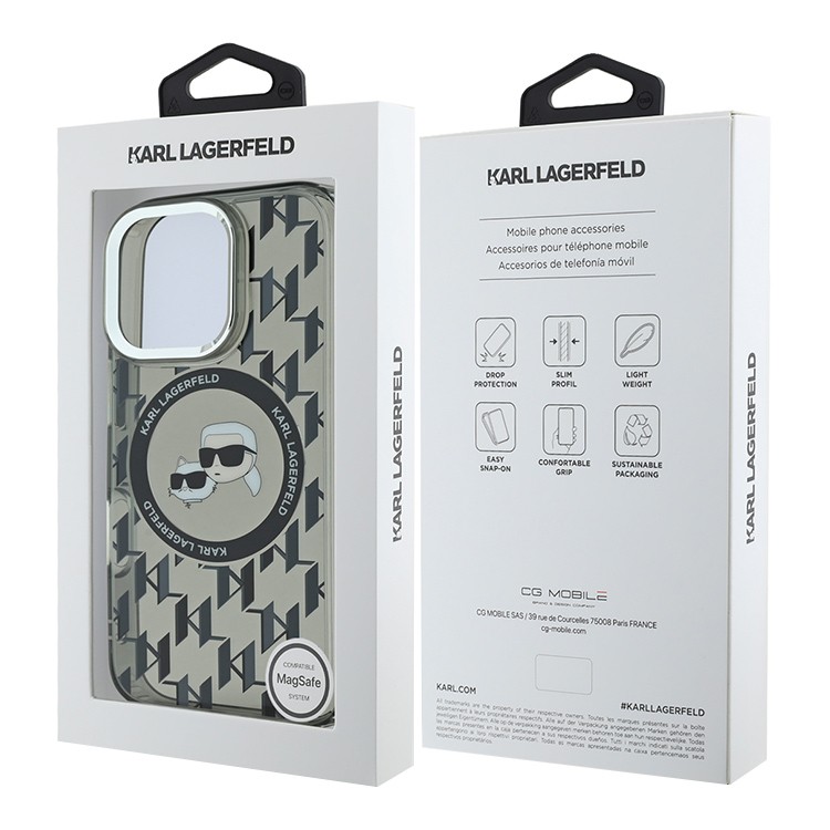 Чехол для iPhone 16 Pro Max KARL LAGERFELD PC/TPU NFT Choupette Head Metal camera Hard White MagSafe, картинка 5