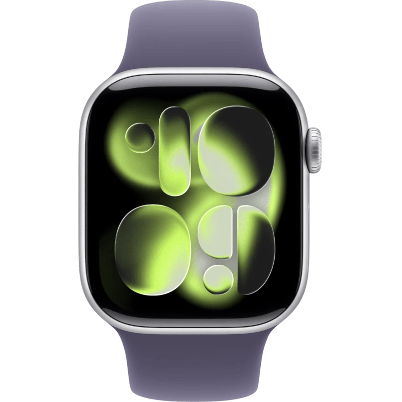 Apple Watch Series 11 GPS 46 мм, алюминий цвета «Silver», спортивный ремешок цвета «Purple Fog», картинка 3