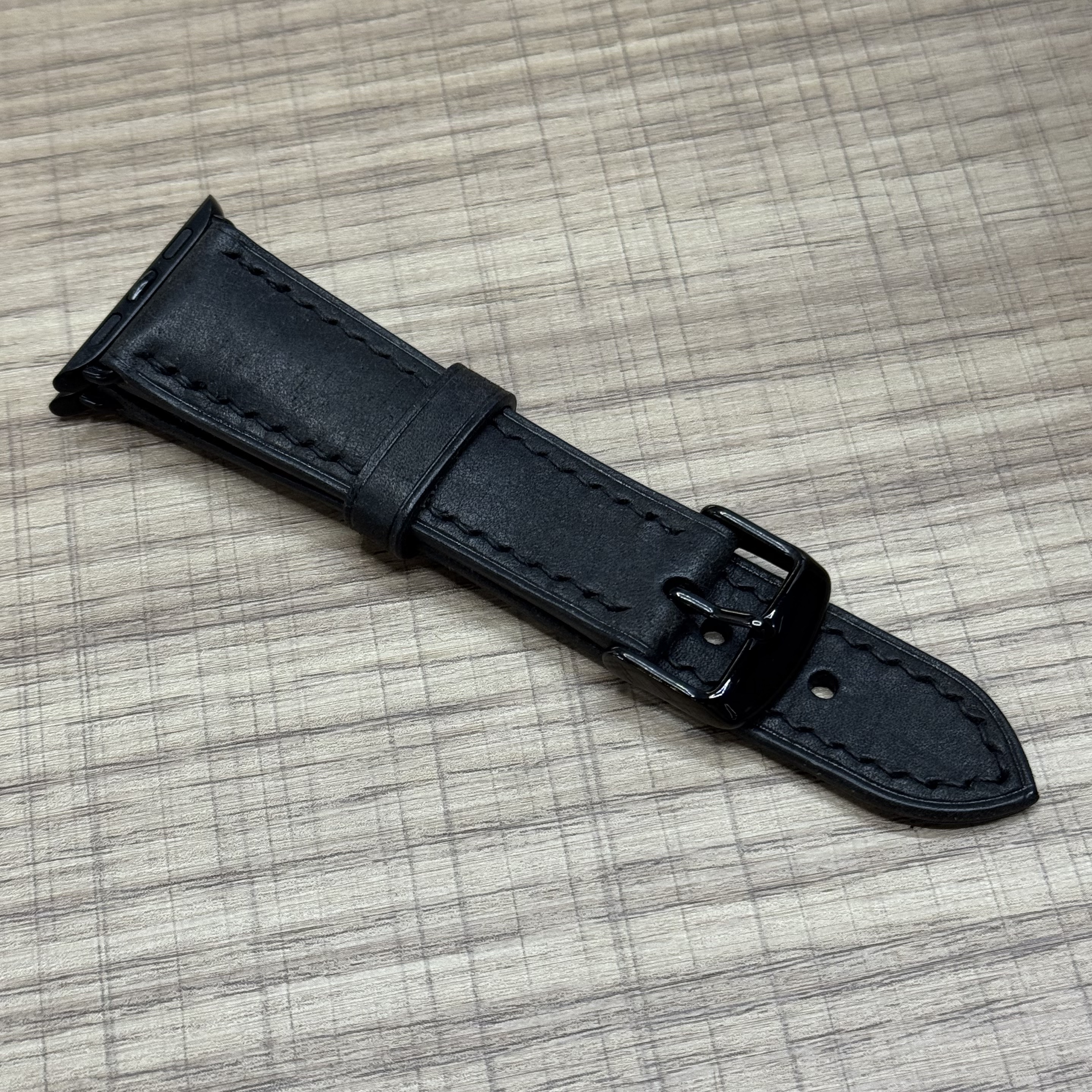 Ремешок для Apple Watch кожаный ручной работы 38/40/41mm Черный, картинка 1