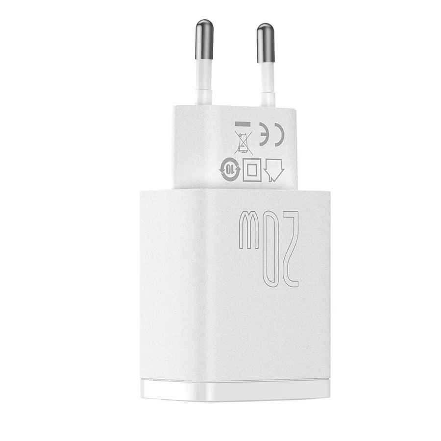 Сетевое зарядное устройство Baseus Compact Quick Charger 20W USB+Type-C, белый, картинка 3
