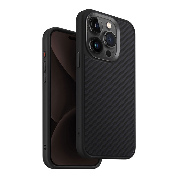Чехол для iPhone 15 Pro Knit Силиконовый карбон с MagSafe, черный