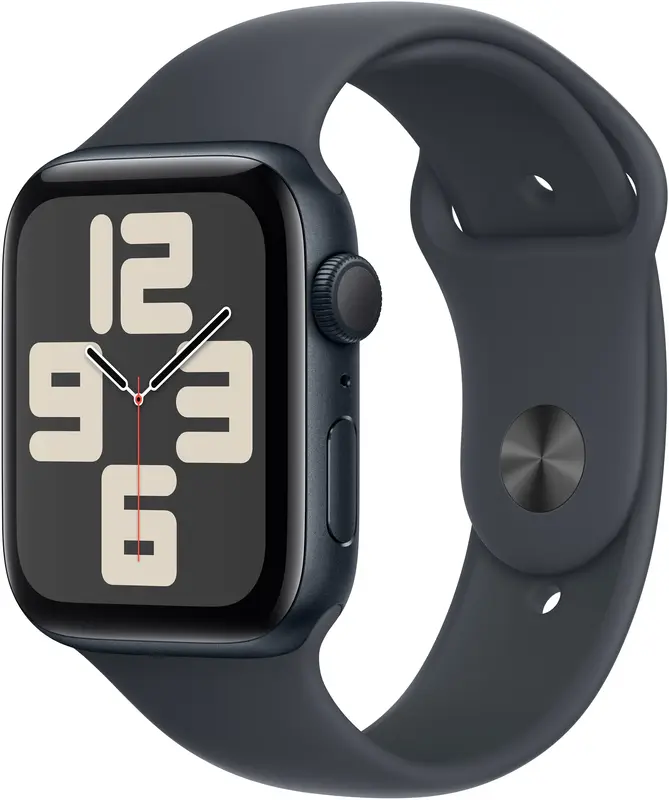 Apple Watch SE 2024, 44 мм, алюминий цвета «Midnight», спортивный ремешок цвета «Midnight» M/L, картинка 1