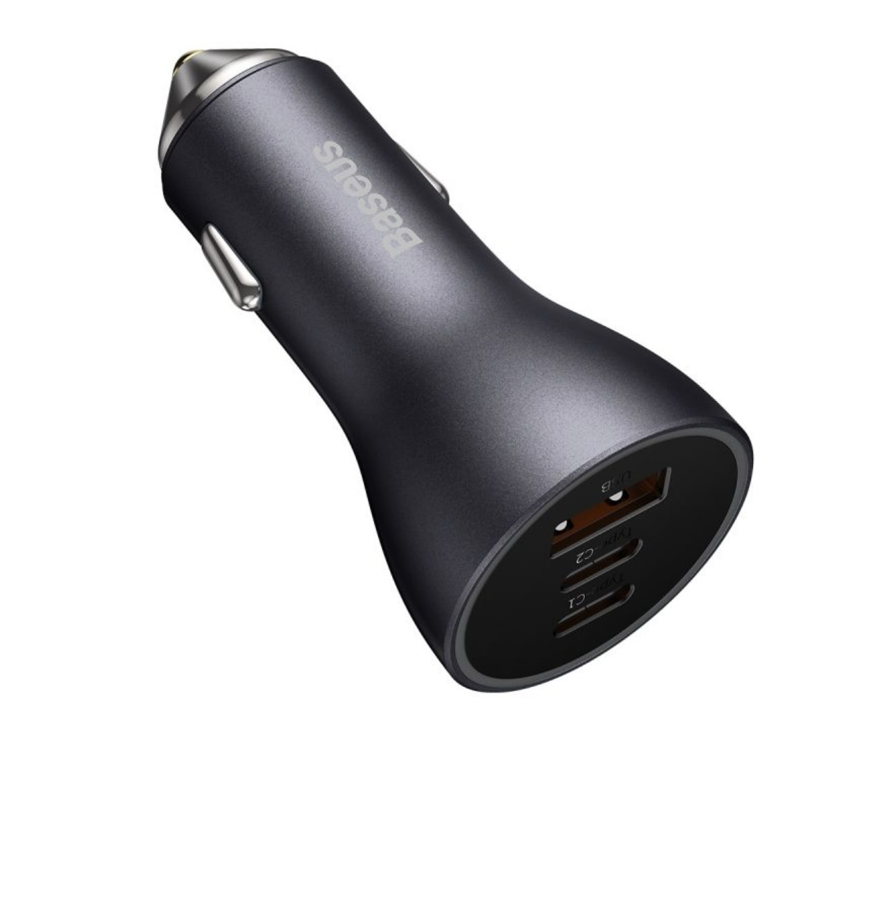 Автомобильное ЗУ Baseus Dual Quick Charger USB+Type-C 65W Gray/Blue, картинка 4