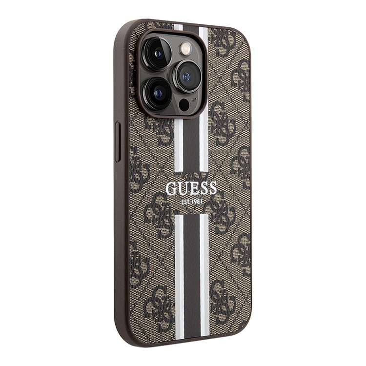 Чехол для iPhone 15 Pro Max GUESS PU Stripes Hard Brown MagSafe, картинка 4