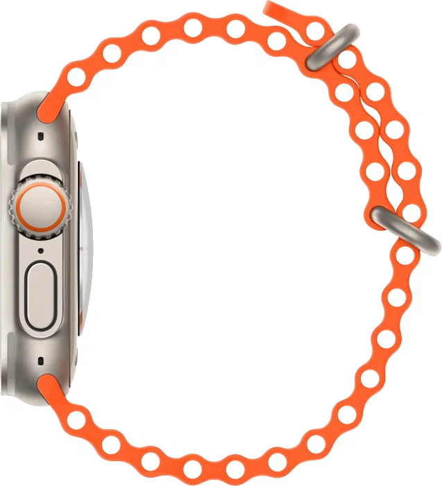 Apple Watch Ultra 2 GPS, 49 мм, корпус из титана, ремешок Ocean оранжевого цвета, картинка 3